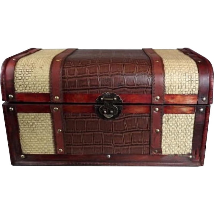 Дървен сандък, Голиат, 43x23x27 см, кафяв/кремав