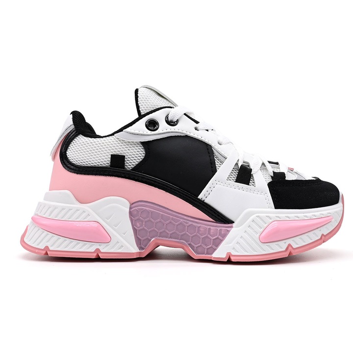 Pantofi Sport De Dama, cu insertii de plasa, D1388, Negru