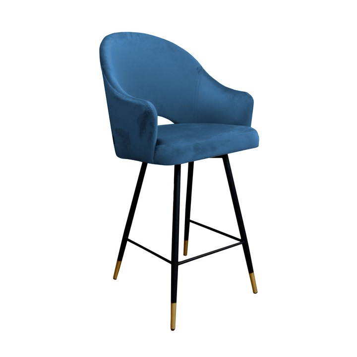 Bárszék, Atos, bársony, kék, 108x50x46cm