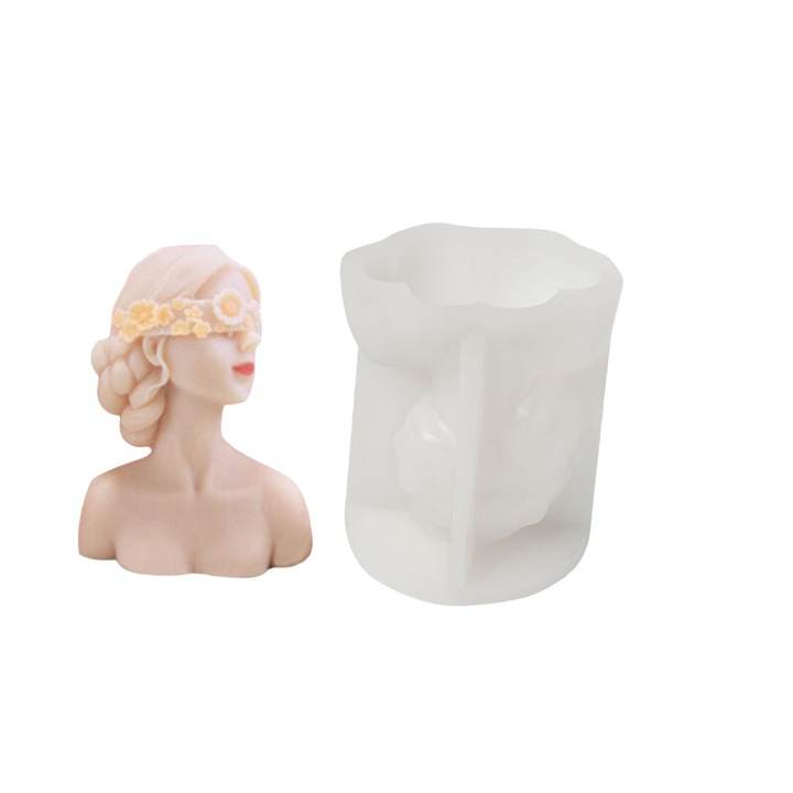 Mold din silicon pentru lumanari ceara sapun turnat bust femeie cu ochii legati 98x78x58mm TopWosk