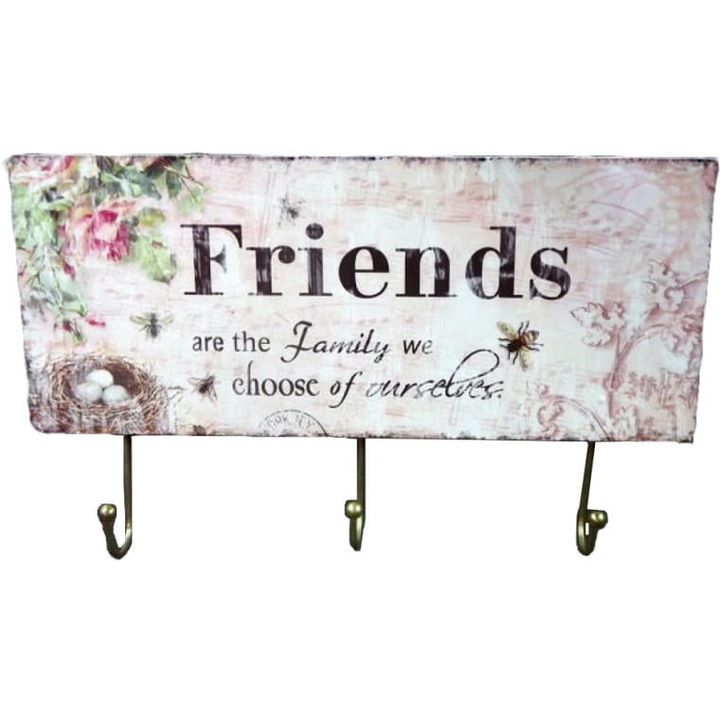 Goliat akasztó, FRIENDS modell, 3 horog, 30x18,5 cm, többszínű