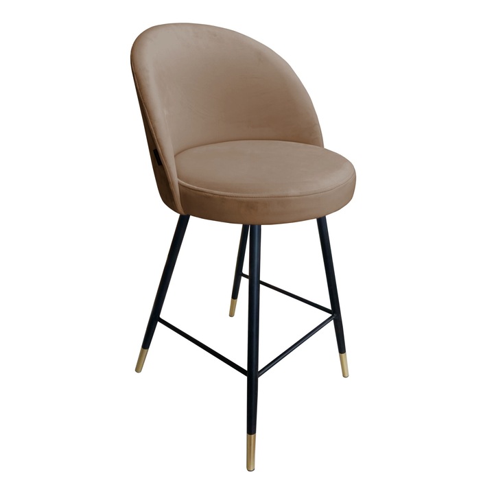 Бар стол Trix, Atos, бежов, тапицерия от кадифе, 95x49x52см