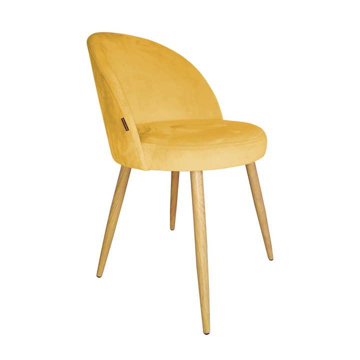 Стол Atos, Тапициран, Кадифе, жълт