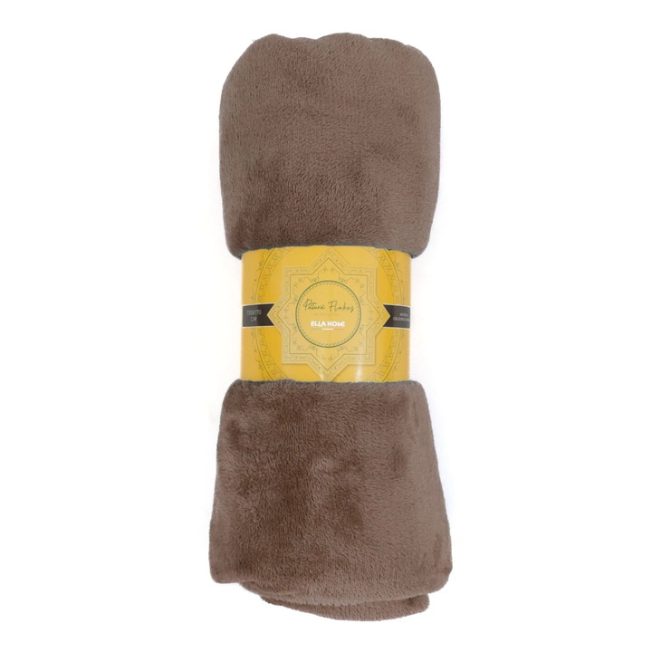Patura Ella Home, calduroasa si moale, Poliester, Cafeniu, 170x130cm