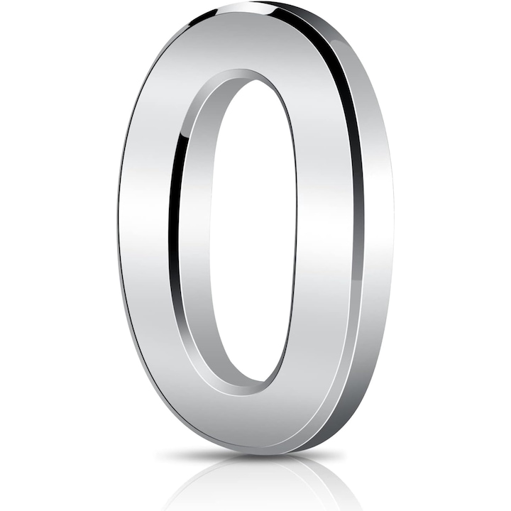 Numar 0 Silver autoadeziv pentru casa, Efect 3D, Numere de usa, cutie postala, apartament, hotel, birou, camera, curte, cafenea, Argintiu