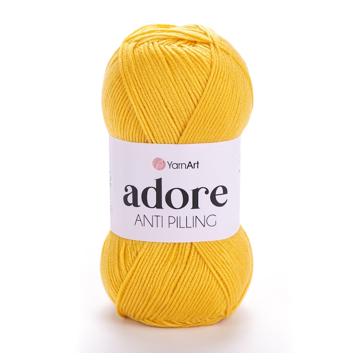 Fir Textil YarnArt Adore 355, galben, pentru crosetat si tricotat, acril antialergenic, 280 m