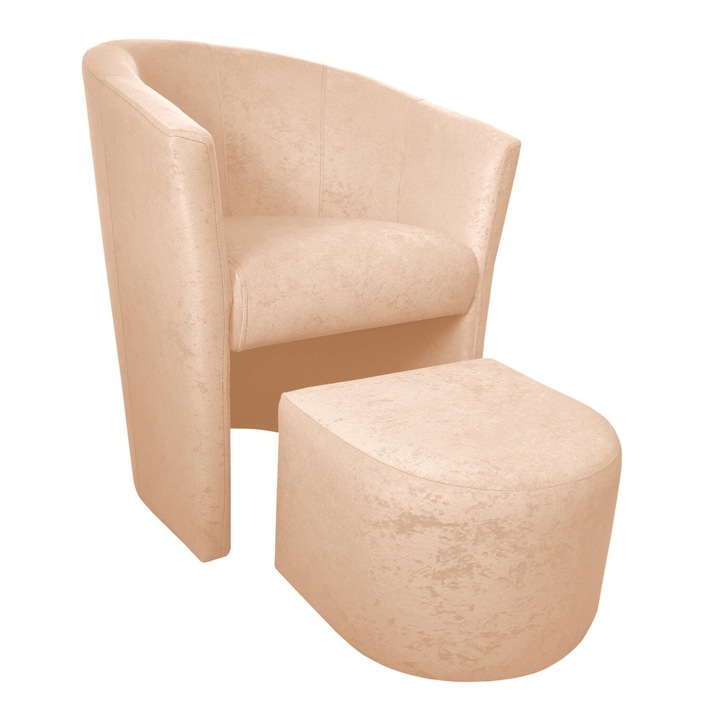 Klubfotel támasztékkal, Atos, mikroszálas, világos bézs, 65x60x75cm