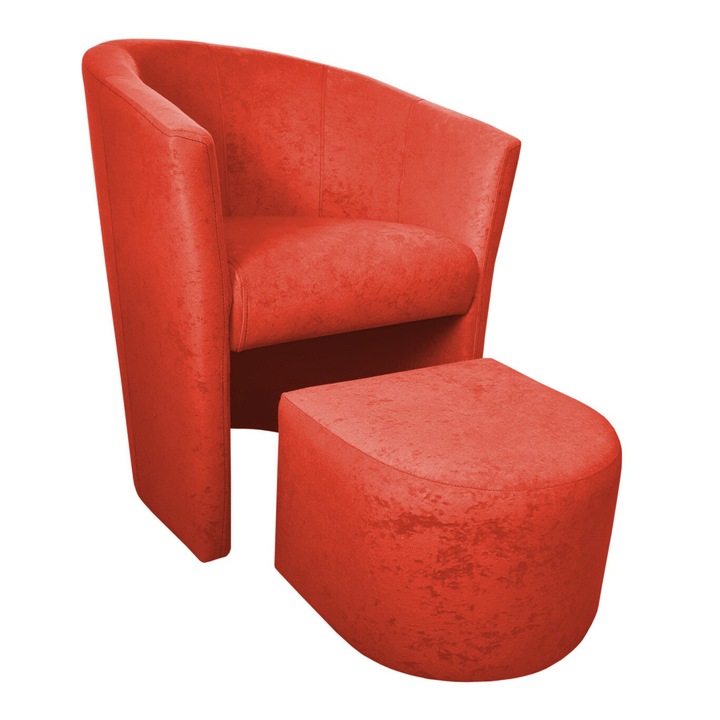 CLUB Atos fotel, piros/narancssárga, méretei 65x60x75cm, lábtartóval