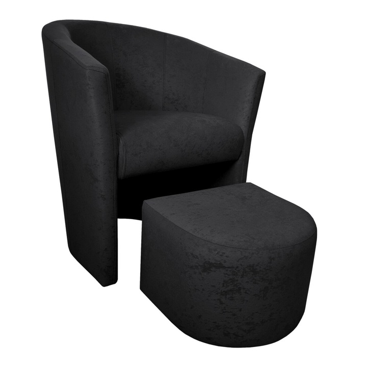 CLUB Atos fotel, fekete, 75x65x60cm, lábtartóval