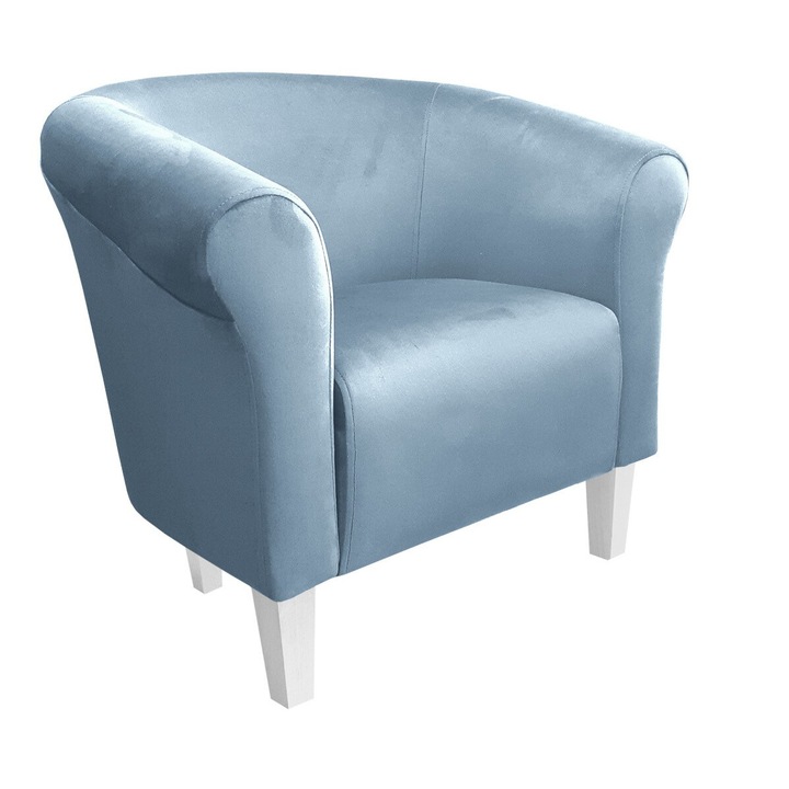 Milo fotel, Atos, bársony/fa, szürke-kék