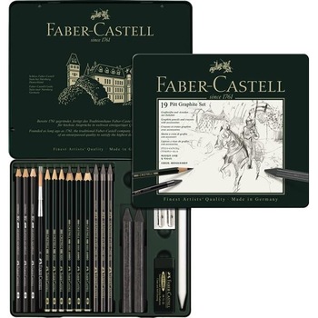 Set creioane Faber-Castell Pitt Monochrome, grafit, 19 piese Set creioane Faber-Castell Pitt Monochrome, grafit, 19 piese