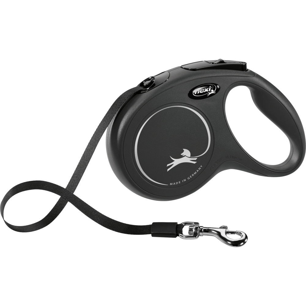 Lesa Flexi New Classic Retractabila Banda M 5 m/25 kg Negru 11711