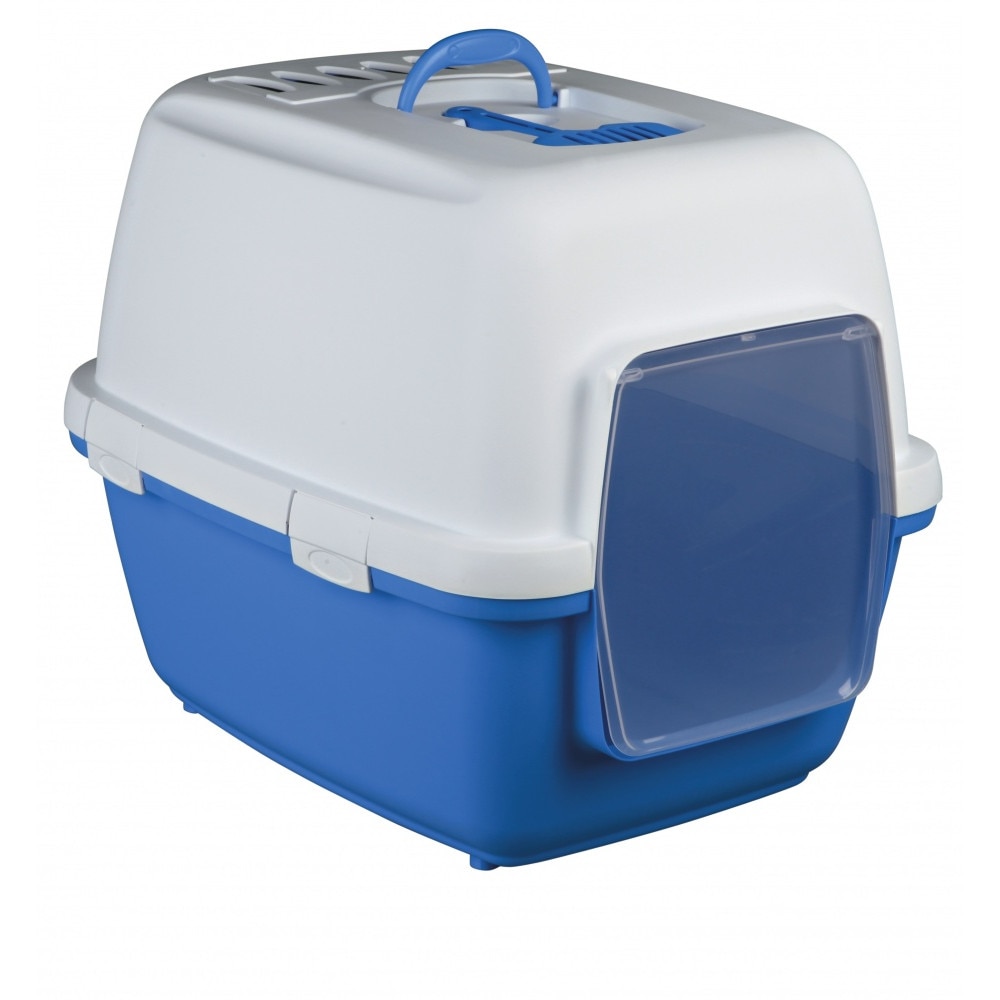 Litiera acoperita Trixie Xavi, 58x45x48 cm, Alb/Albastru