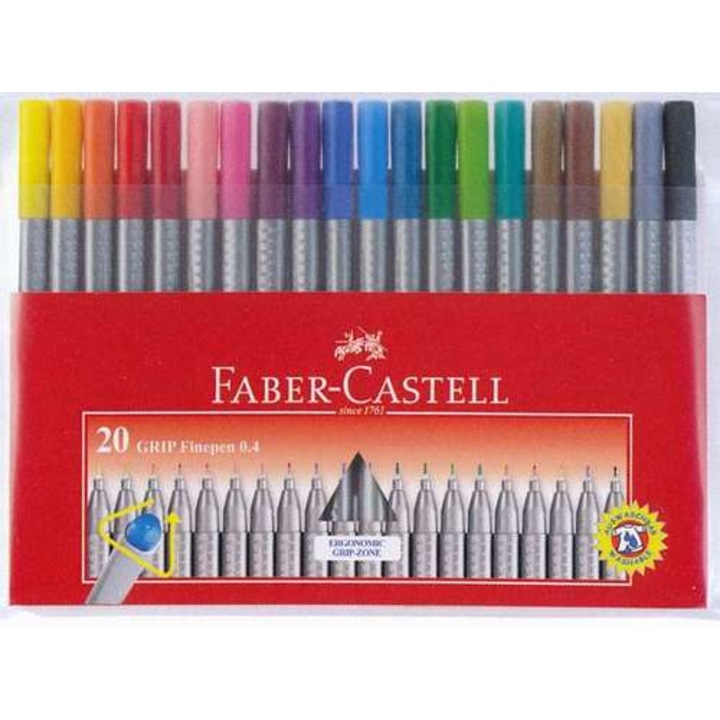 Liner Faber-Castell Grip, 0.4 mm, 20 buc/set