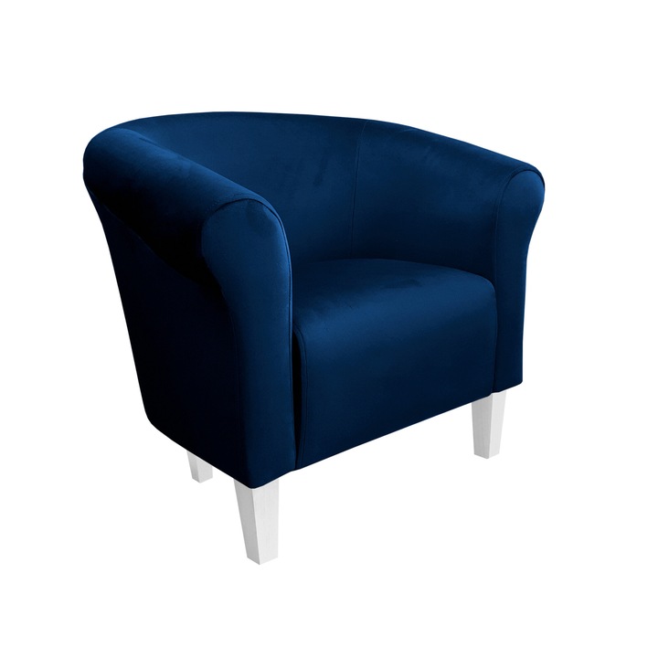 Milo fotel, Atos, bársony/fa, sötétkék