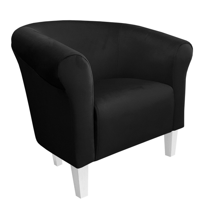 Milo fotel, Atos, bársony/fa, fekete