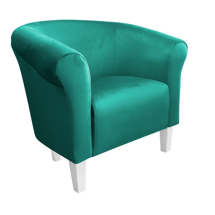 Milo fotel, Atos, bársony/fa, türkiz