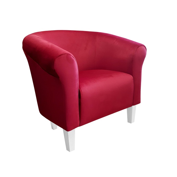 Atos Milo fotel, piros, bársony anyagú, méretei 73x60x69cm