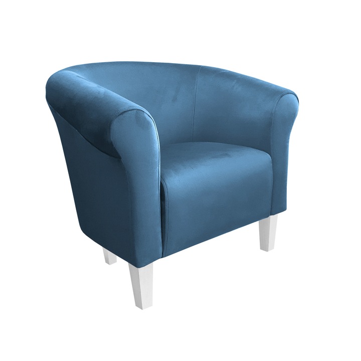 Milo fotel, Atos, bársony/fa, kék