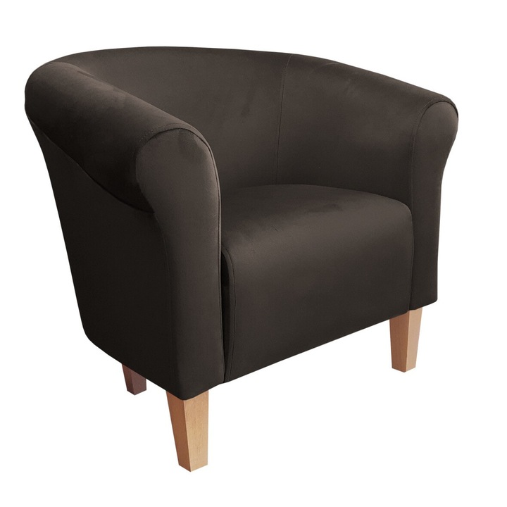 Milo fotel, Atos, bársony kárpitozás, 73x60x69cm, barna