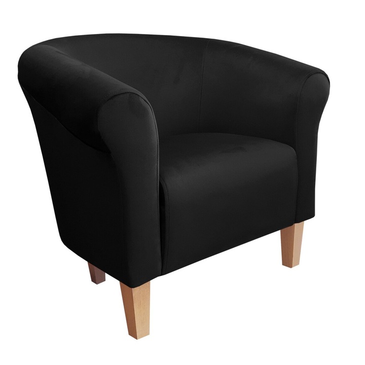Milo fotel, Atos, bársony/bükk, fekete