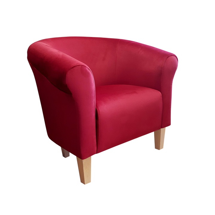 Milo fotel, Atos, bársony kárpitozás, 73x60x69cm, piros