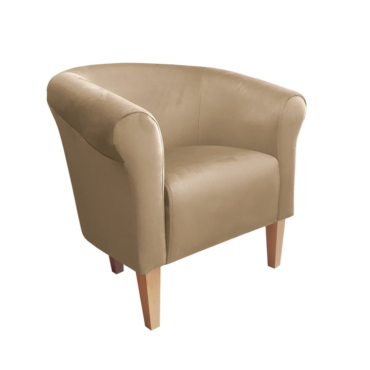 Milo fotel, Atos, bársony/bükk, világosbarna