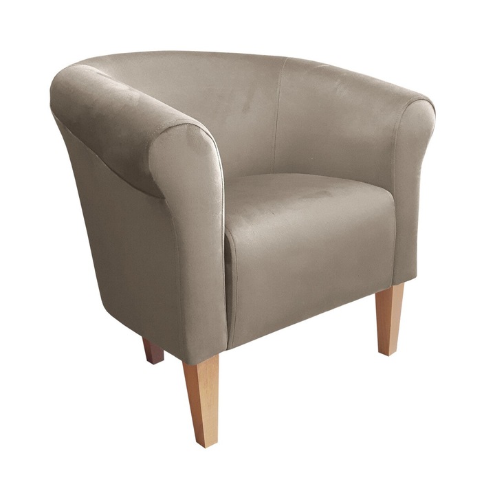 Milo fotel, Atos, bársony kárpitozás, 73x60x74cm, szürke-bézs