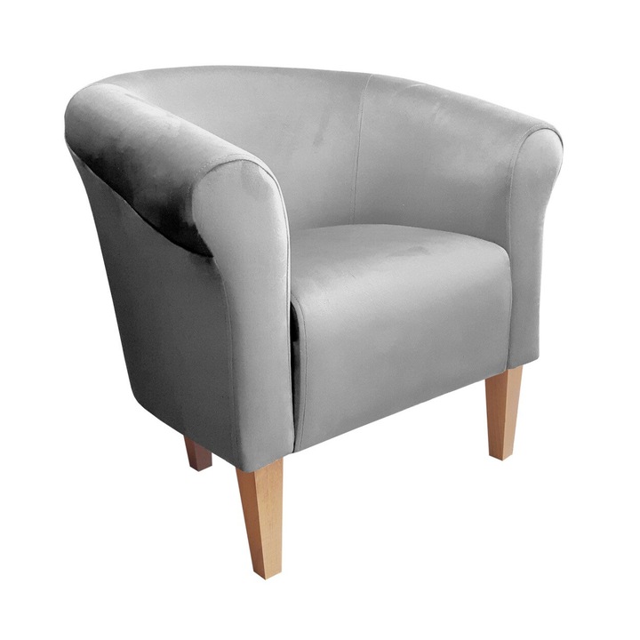 Milo fotel, Atos, bársony/bükk, szürke