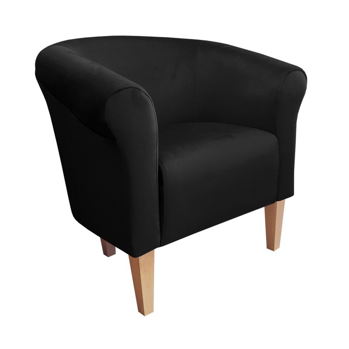 Milo fotel, Atos, bársony/bükk, fekete