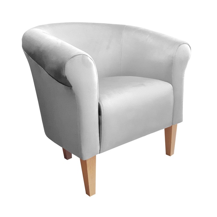 Milo fotel, Atos, bársony/bükk, világosszürke