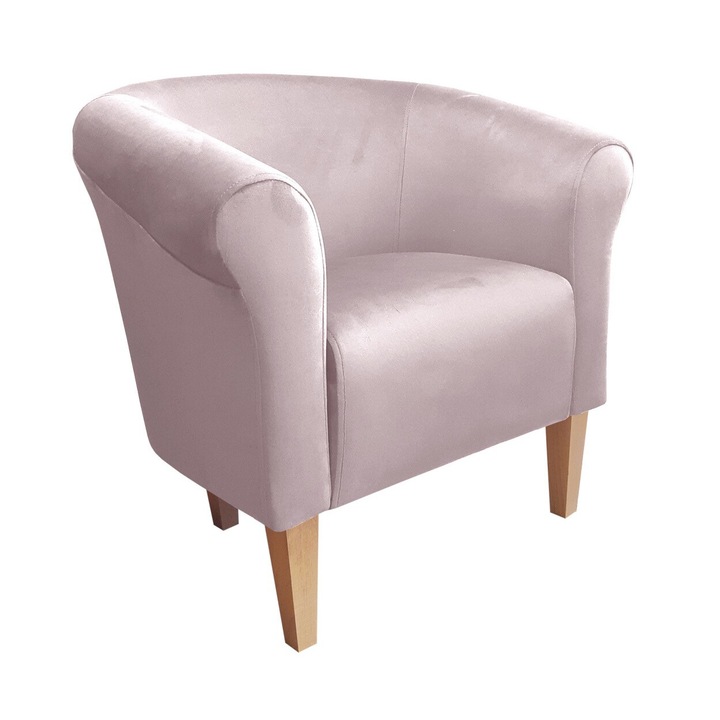 Milo fotel, Atos, bársony/bükk, szürke-rózsaszín
