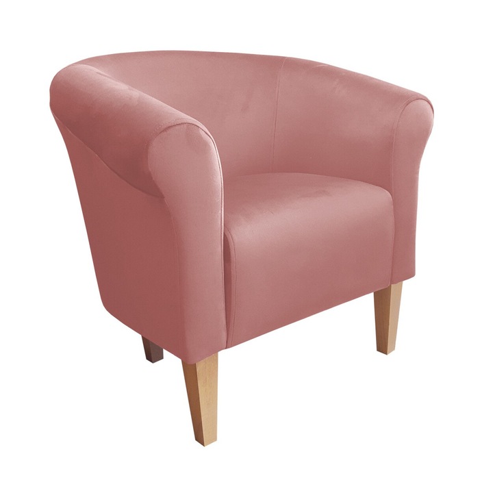 Milo fotel, Atos, bársony/bükk, indiai rózsaszín