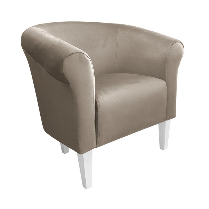 Milo fotel, Atos, bársony, fehér/szürke-bézs