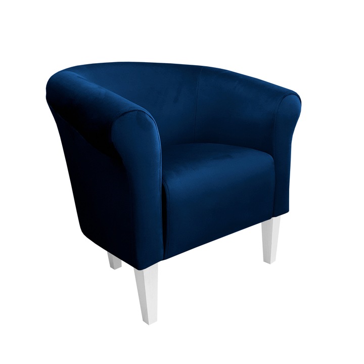 Milo fotel, Atos, bársony, fehér/tengerkék