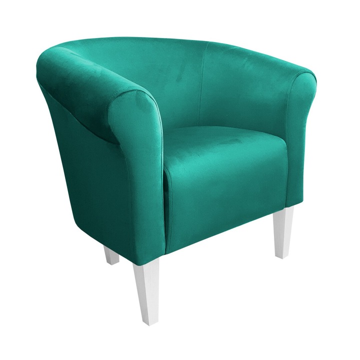 Milo fotel, Atos, bársony, fehér/türkiz