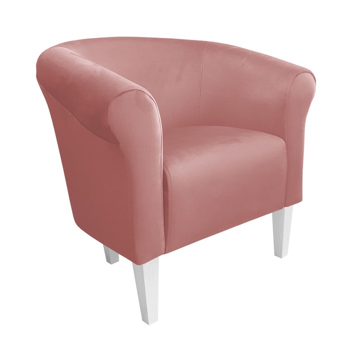 Milo fotel, Atos, bársony, fehér/dögös rózsaszín