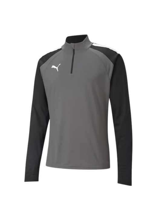 Hanorac sport barbati Puma teamLIGA, gri-negru, material uscat rapid, M INTL