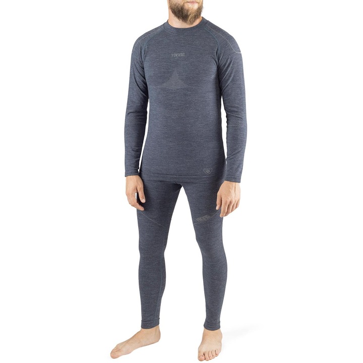 Мъжко термобельо Viking Lava, мериносова вълна, сиво, 2XL INTL
