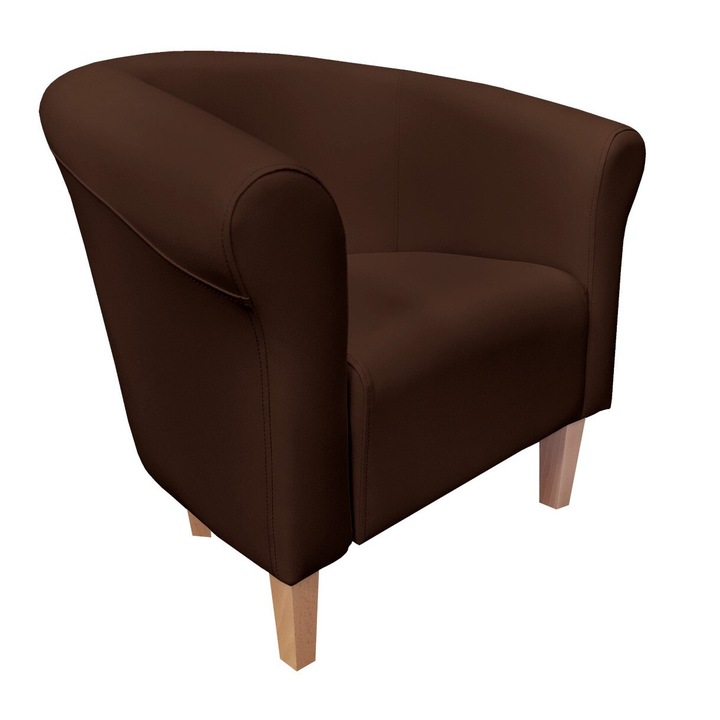 Atos Milo relax fotel, eko bőr, 73x60x69cm, barna színű, bükkfa lábak