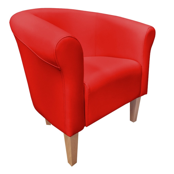 Atos Milo relax fotel, piros eko bőr, méretei 73x60x74cm, bükkfa lábakkal