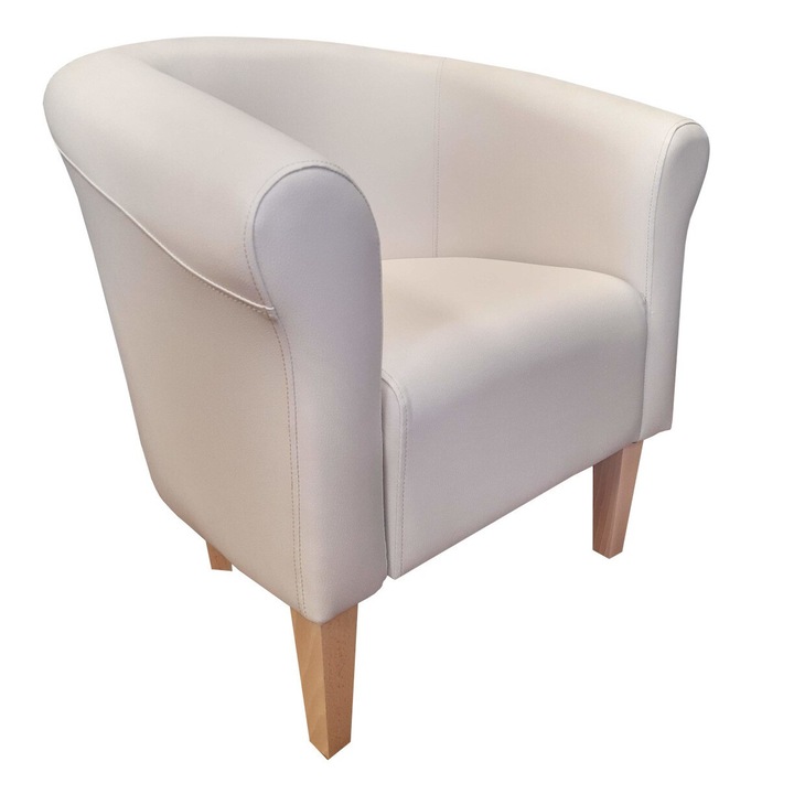 Atos Milo relax fotel, eko bőr, 74x73x60cm, vanília, bükkfa lábak