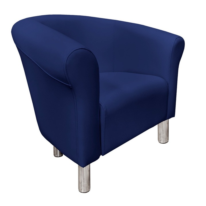 Milo fotel, Atos, eco-bőr, króm lábak, sötétkék