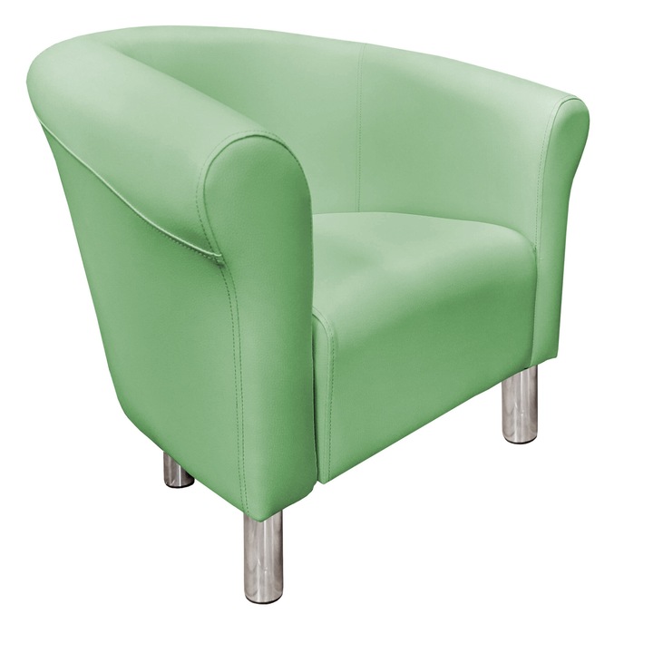 Milo fotel, Atos, eco-bőr, króm lábak, celadon