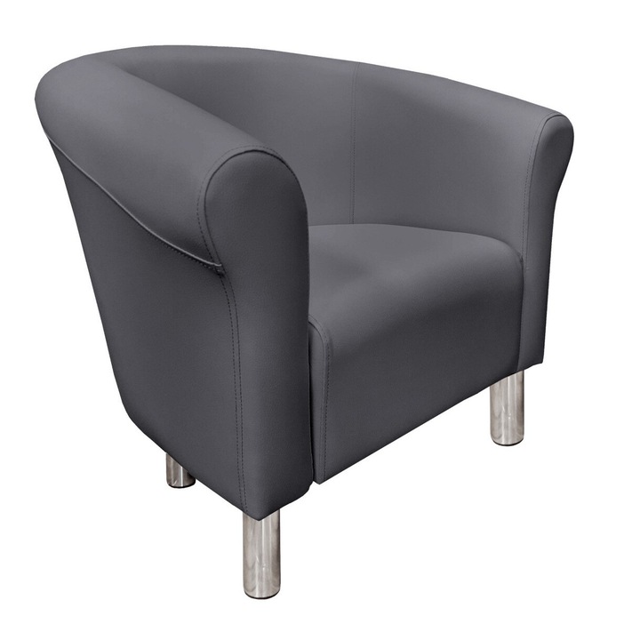 Milo fotel, Atos, eco-bőr, króm lábak, szürke