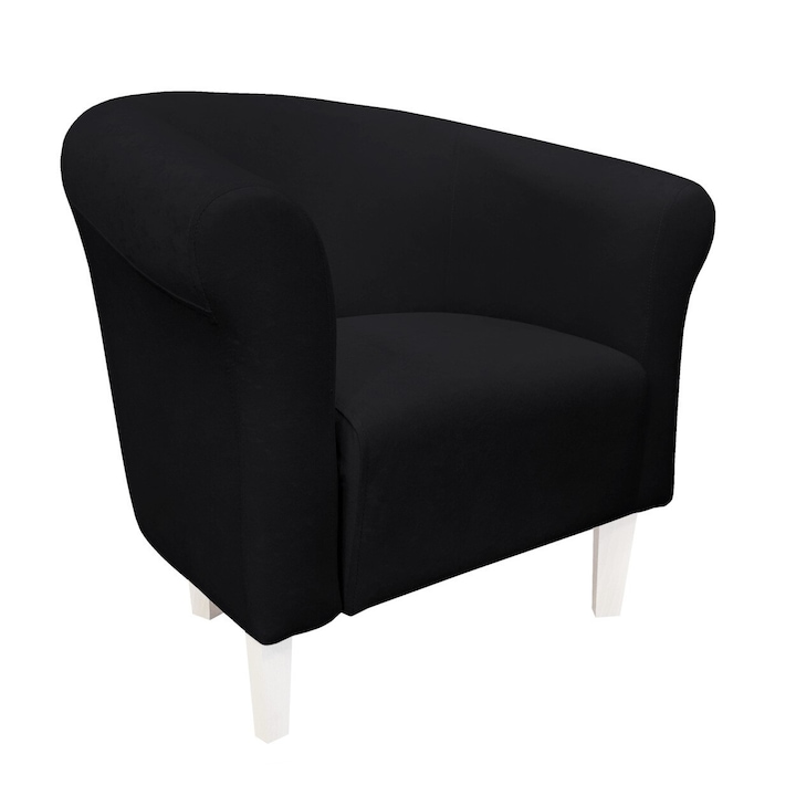 Fotel, Atos, fekete, fehér lábak, 73x60x69cm