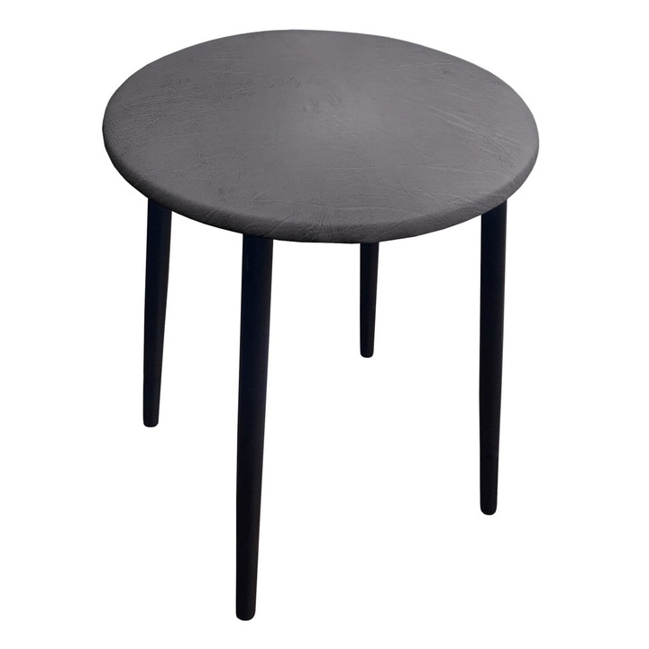 Atos szék, eco-bőr, szürke, 41 cm átmérő, 46 cm magas, fekete fém talp