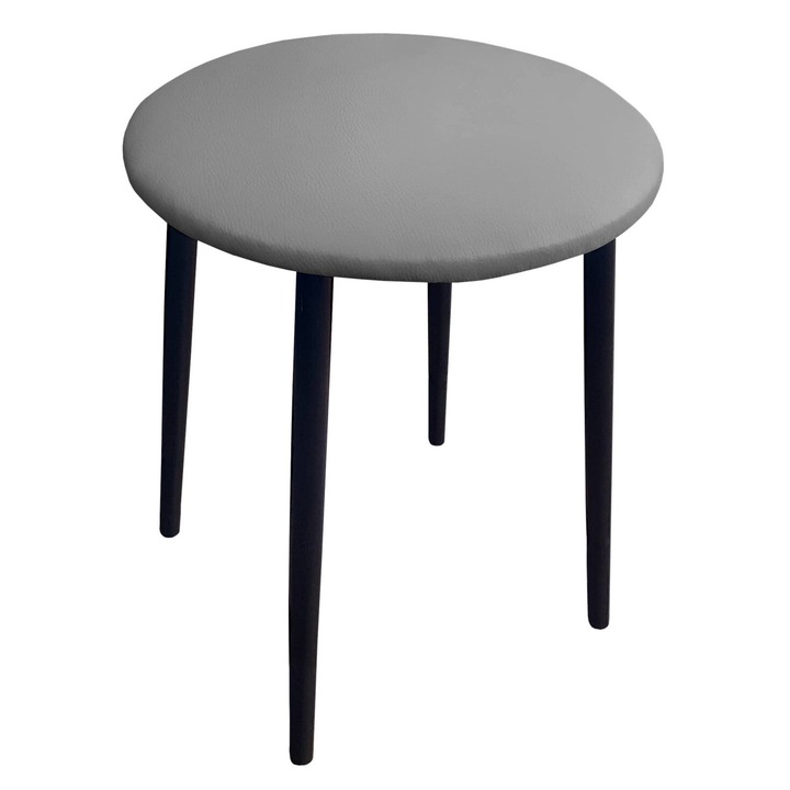 Atos szék, Eco-bőr, világosszürke, 41 cm átmérőjű, 46 cm magas