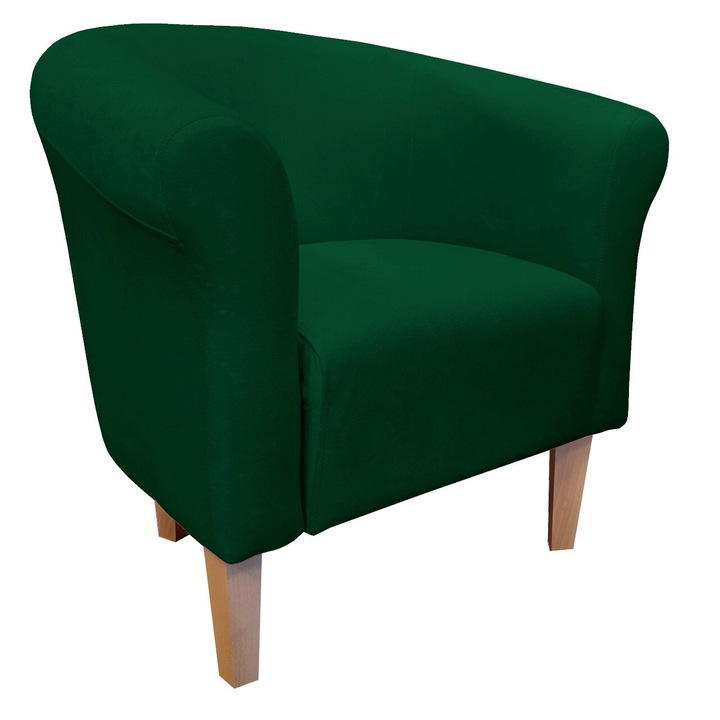 Milo fotel, Atos, Mikrofaza, 9, erdőzöld, 73x60x74cm, 20cm bükk lábak