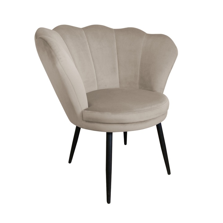 Shell fotel, Atos, bársony/fém, szürke